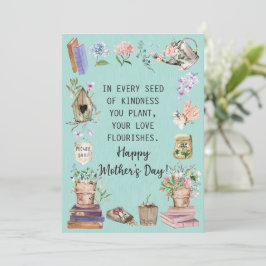 Cartão De Festividades Feliz Dia das Mães Aquarela Floral Jardineira