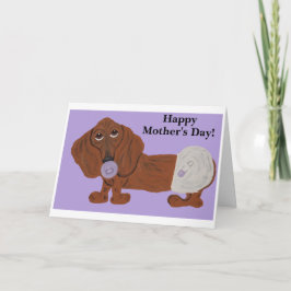Cartão De Festividades Feliz Dia das Mães, cachorrinho Dachshund