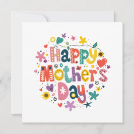 Cartão De Festividades Feliz Dia das Mães com Design de Letras Florais Le