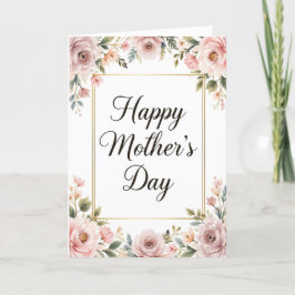 Cartão De Festividades Feliz Dia das Mães Elegante Flores Rosa Suave