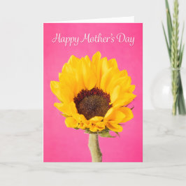 Cartão De Festividades Feliz Dia das Mães Flor Amarela no Rosa 