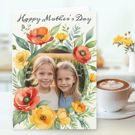 Cartão De Festividades Feliz Dia das Mães Flor Silvestre Rústica Foto Per
