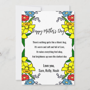 Cartão De Festividades Feliz Dia das Mães mensagem floral emoldurada e si