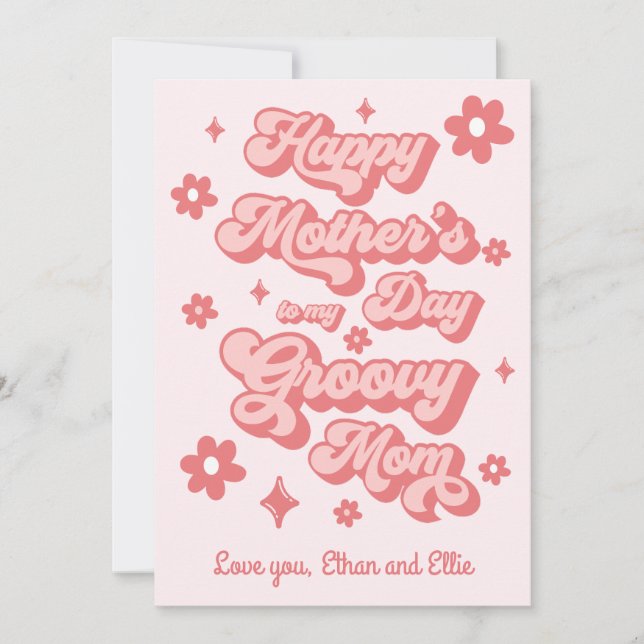 Cartão De Festividades Feliz Dia das Mães para minha Mãe Groovy (Frente)