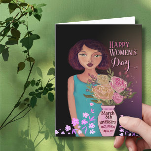Cartão De Festividades Feliz Dia das Mulheres Mulheres com Vaso