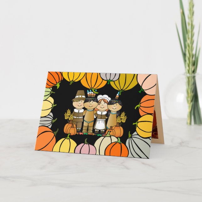 Cartão De Festividades Feliz Dia de Ação de Graças a Crianças (Frente)