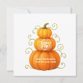 Cartão De Festividades Feliz Dia de Ação de Graças Abóboras Agradecidas