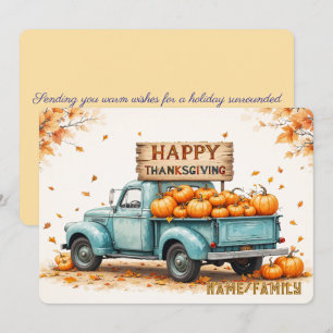 Cartão De Festividades Feliz Dia de Ação de Graças Aquarela Caminhonete A