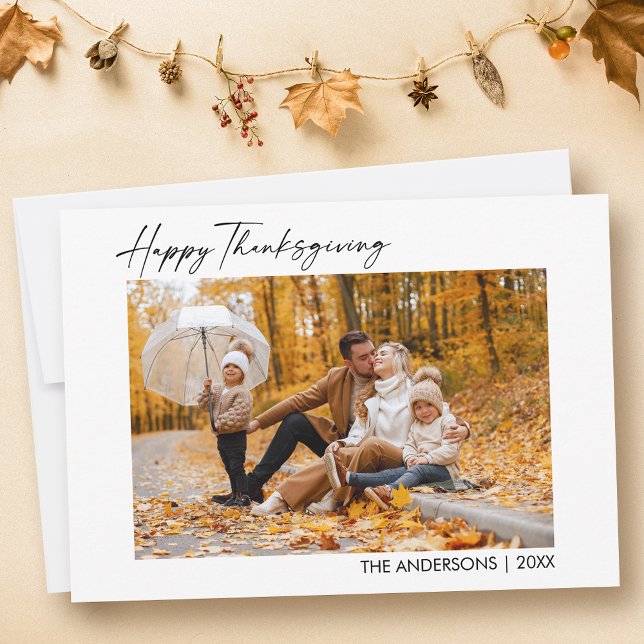 Cartão De Festividades Feliz Dia de Ação de Graças do Script de Tinta Cal (Customize to change your personalized text size or text style.)