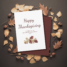 Cartão De Festividades Feliz Dia de Ação de Graças Folhagem de outono