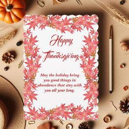 Cartão De Festividades Feliz Dia de Ação de Graças Folhas de Pêssego de A