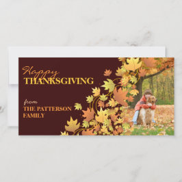 Cartão De Festividades Feliz Dia de Ação de Graças Outono Deixa Foto Saud