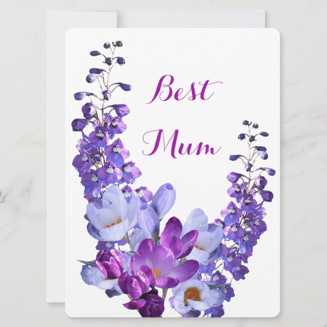 Cartão De Festividades Feliz Dia de as mães bonito croco roxo diversão fl (Frente)