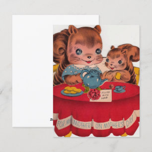 Cartão De Festividades Feliz dia de as mães Vintage Squirrels