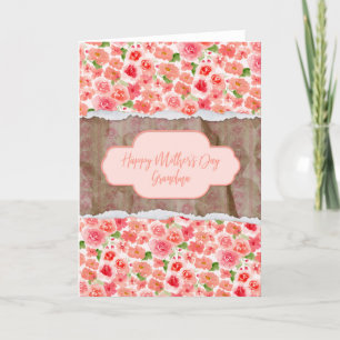 Cartão De Festividades Feliz dia de as mães Vovó Rosas de Aquarela