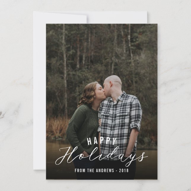 Cartão De Festividades Feliz Dia de Férias Foto vertical escrita (Frente)