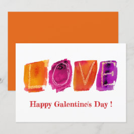Cartão De Festividades Feliz Dia de Galentine| "LOVE" Watercolor Modern