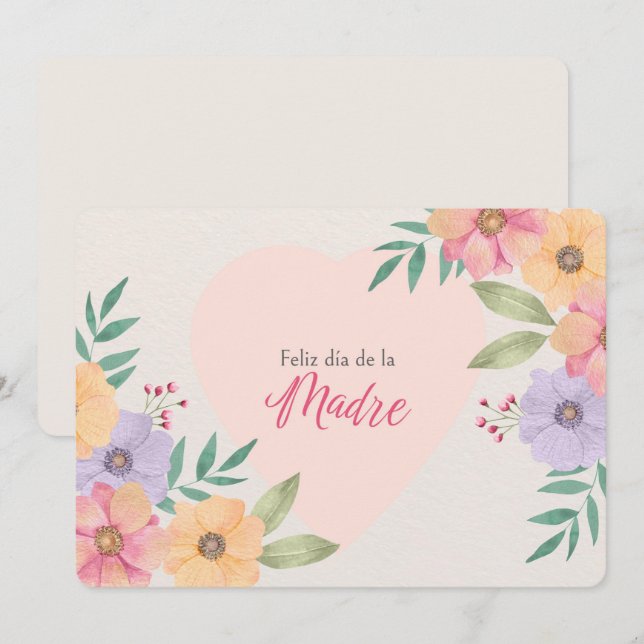 Cartão De Festividades Feliz Dia De La Madre  (Frente/Verso)