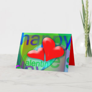 Cartão De Festividades Feliz dia de os namorados 2 Corações Vermelhos Sau