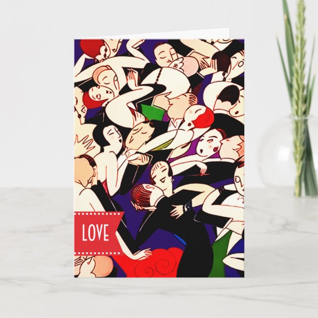 Cartão De Festividades Feliz dia de os namorados Art Deco (Frente)