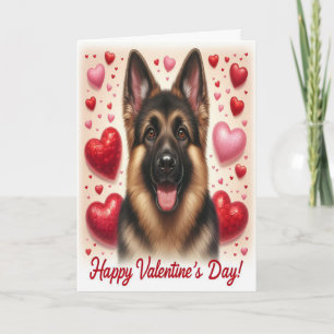 Cartão De Festividades Feliz dia de os namorados Cachorro German shepherd