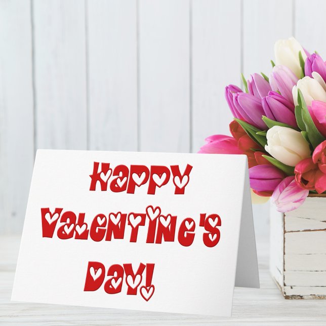 Cartão De Festividades Feliz dia de os namorados com Corações (Happy Valentine's Day with Hearts Holiday Card)