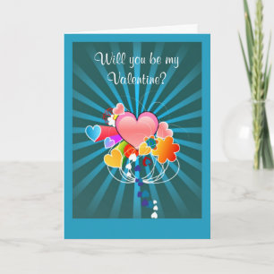 Cartão De Festividades feliz dia de os namorados de corações secretos de