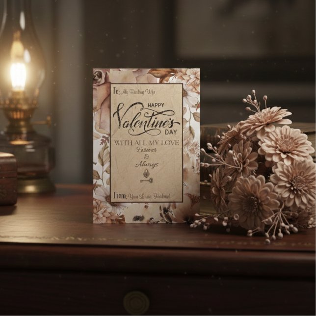 Cartão De Festividades Feliz dia de os namorados Floral Moderno Elegante (Criador carregado)