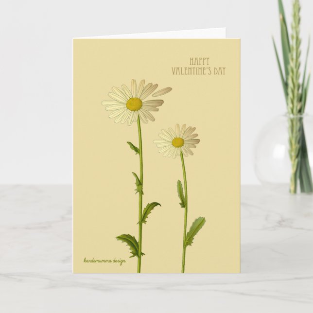 Cartão De Festividades Feliz Dia de os namorados - margaridas (Frente)