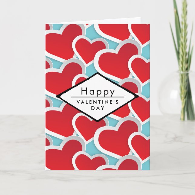 Cartão De Festividades Feliz dia de os namorados Red Hearts (Frente)