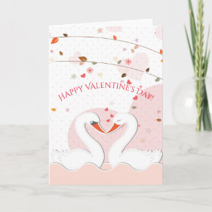 Cartão De Festividades Feliz dia de os namorados Romântico Swans Hearts