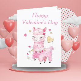 Cartão De Festividades Feliz dia de os namorados Watercolor Llama