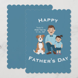 Cartão De Festividades Feliz Dia de os pais fofo Puppy com Pai e filho