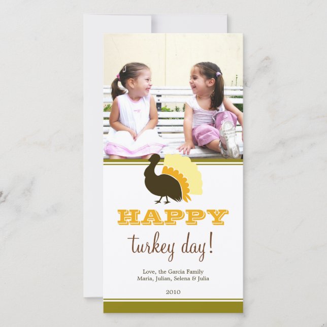 Cartão De Festividades Feliz dia de peru, verde laranja, costume Ação de  (Frente)