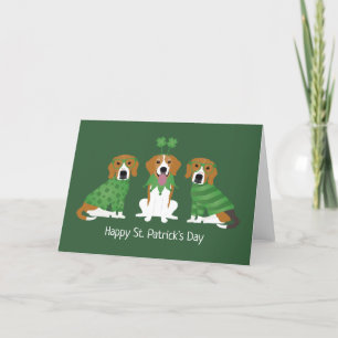 Cartão De Festividades Feliz Dia de São Patrício Beagle Dogs