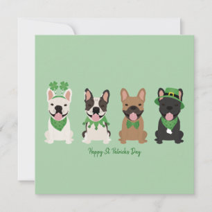 Cartão De Festividades Feliz Dia de São Patrício Bulldogues Franceses