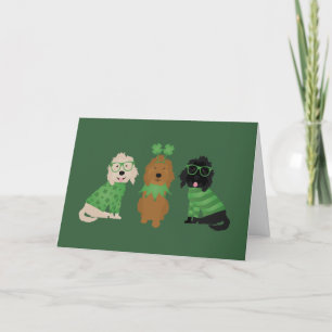 Cartão De Festividades Feliz Dia de São Patrício Cachorros Goldendoodle