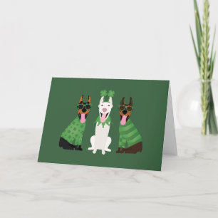 Cartão De Festividades Feliz Dia de São Patrício Dobermann Dogs