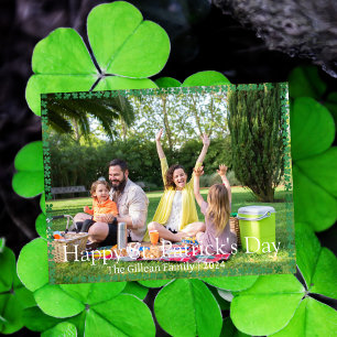 Cartão De Festividades Feliz dia de São Patrício foto da família Shamrock