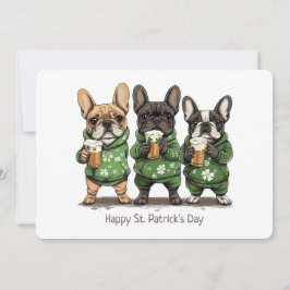 Cartão De Festividades Feliz Dia de São Patrício French Bulldogs