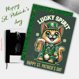 Cartão De Festividades Feliz Dia de São Patrício Gato Celta Irlandês Sort