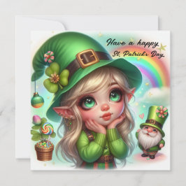 Cartão De Festividades Feliz Dia de São Patrício Gnomo e Leprechaun