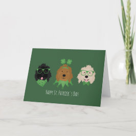 Cartão De Festividades Feliz Dia de São Patrício Goldendoodle Dogs