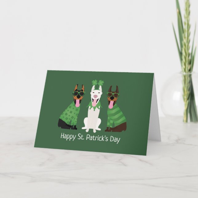 Cartão De Festividades Feliz Dia de São Patrício para os cães Dobermann (Frente)
