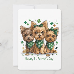 Cartão De Festividades Feliz Dia de São Patrício para os cães Yorkshire T