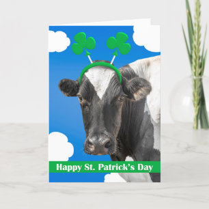 Cartão De Festividades Feliz Dia de São Patrício para qualquer vaca em tr