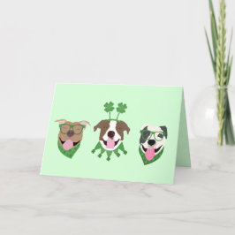 Cartão De Festividades Feliz Dia de São Patrício Pit Bull Dogs