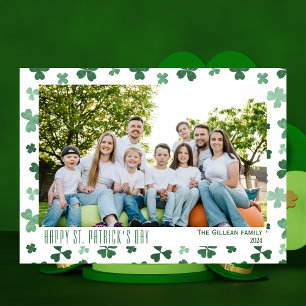 Cartão De Festividades Feliz dia de São Patrício Shamrocks família 1 foto