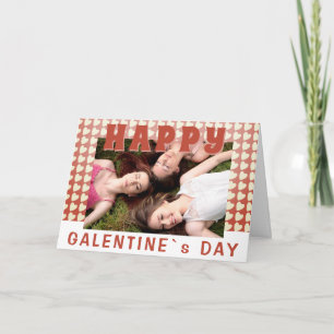 Cartão De Festividades Feliz Dia do Galentine Coração Foto Amiga