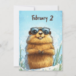 Cartão De Festividades Feliz Dia do Groundhog Cute Colorido Woodchuck
